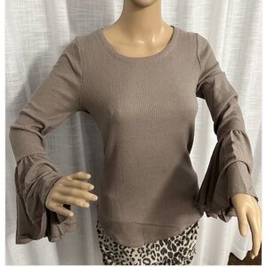 CHASER Womens Knit Top Bell Sleeve Size XS  Color Cedar NEW W/TAGS
